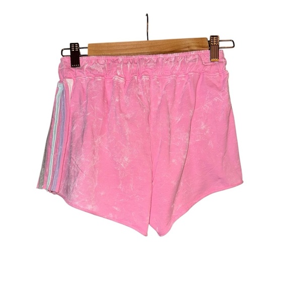 NWT BLOOM + POP Pink Stripe Acid Wash Raw Edge Juniors Short Shorts Barbiecore S - Picture 3 of 12